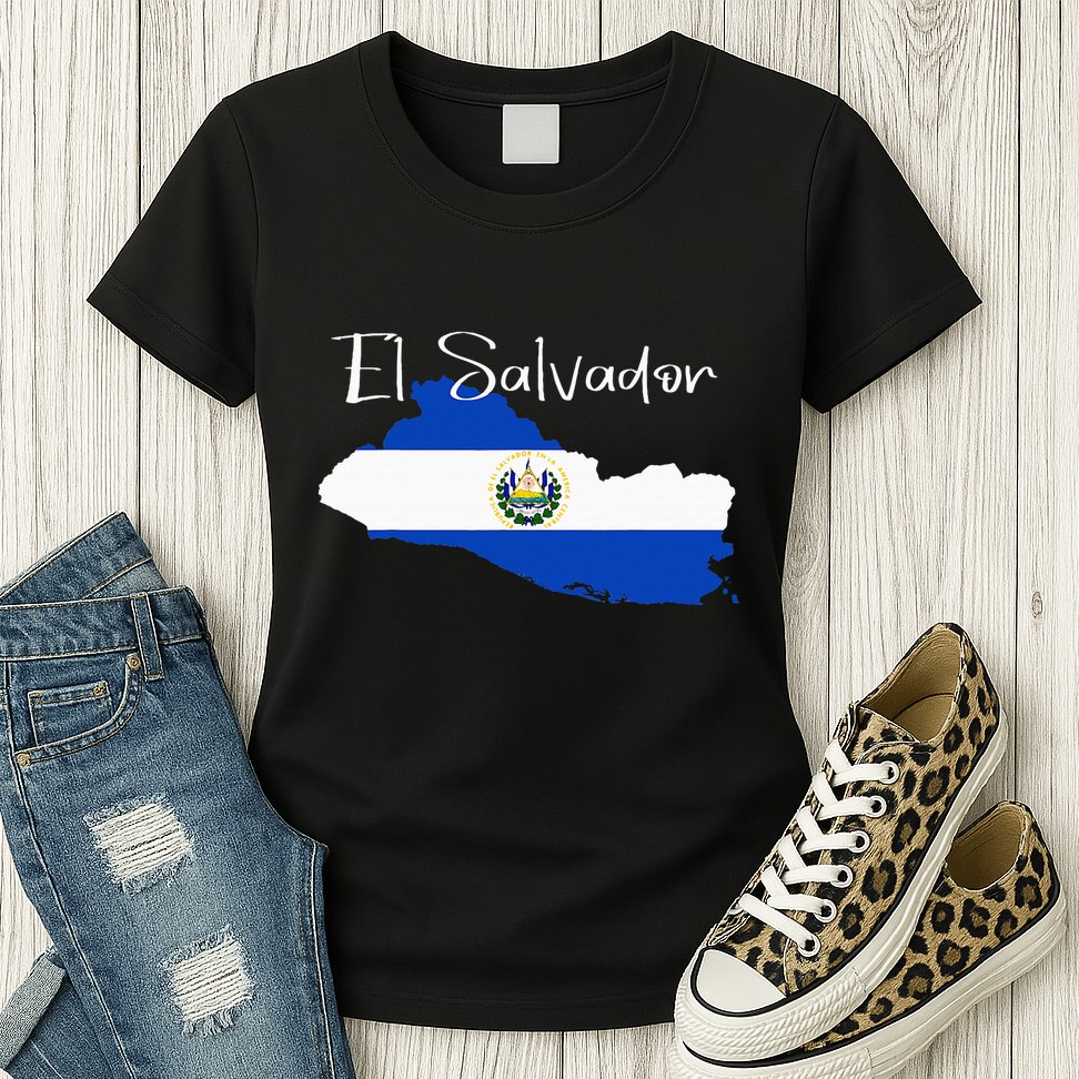 El Salvador Flag  El Salvador Map Salvador Womens T-Shirt