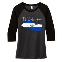 El Salvador Flag  El Salvador Map Salvador Women's Tri-Blend 3/4-Sleeve Raglan Shirt