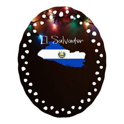 El Salvador Flag  El Salvador Map Salvador Ceramic Oval Ornament