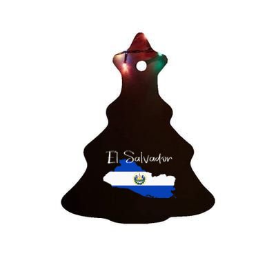 El Salvador Flag  El Salvador Map Salvador Ceramic Tree Ornament