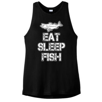 Eat Sleep Fish Fishing Fan Ladies PosiCharge Tri-Blend Wicking Tank