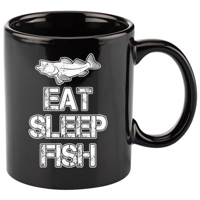 Eat Sleep Fish Fishing Fan 11oz C Handle Ceramic Mug