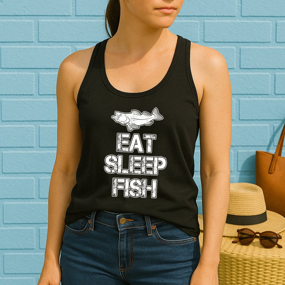 Eat Sleep Fish Fishing Fan Womens Tank Top