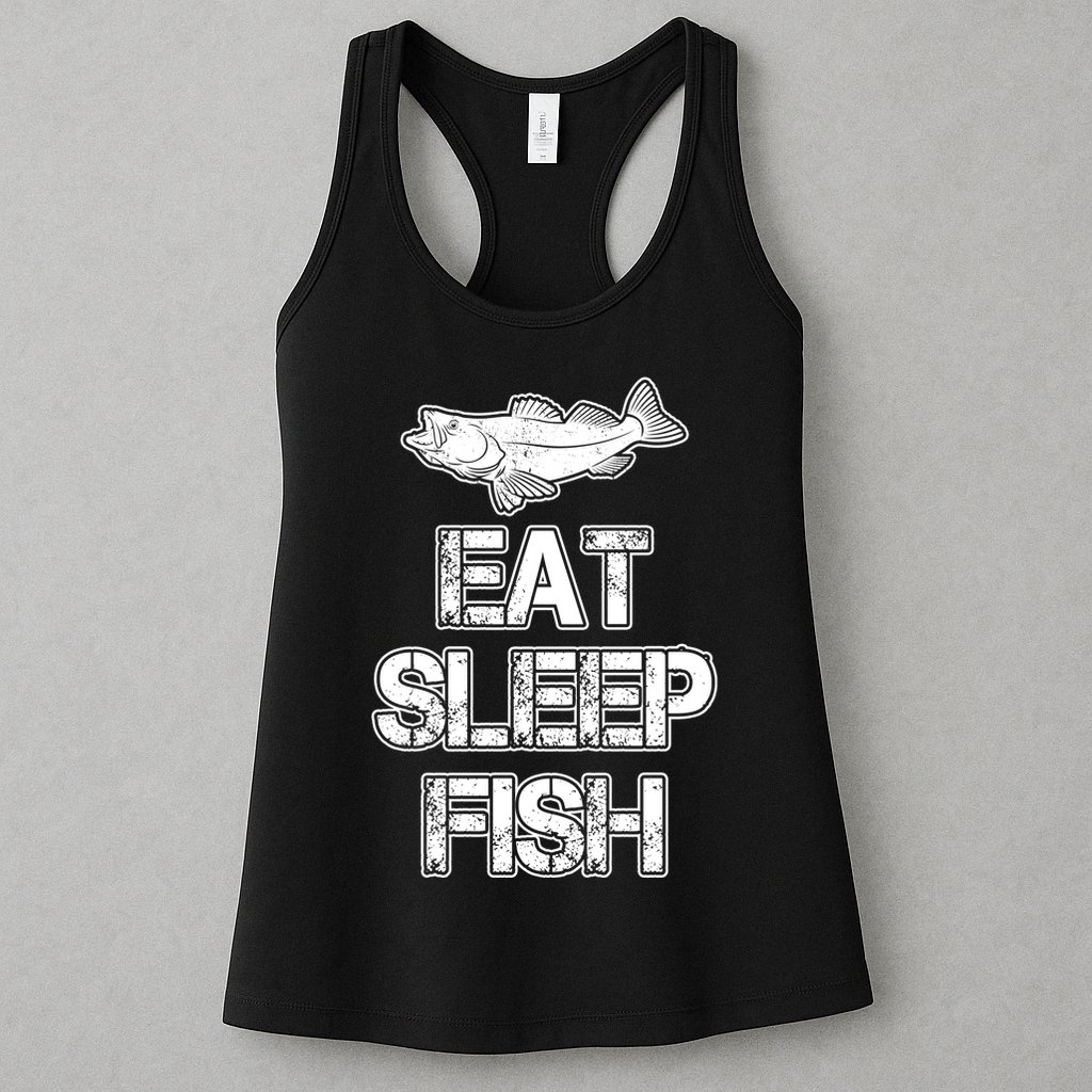 Eat Sleep Fish Fishing Fan Womens Tank Top