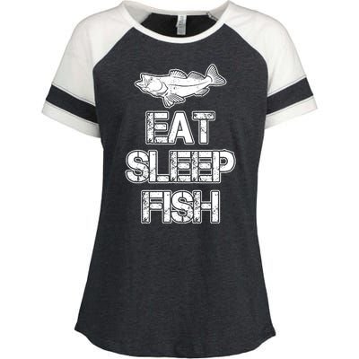 Eat Sleep Fish Fishing Fan Enza Ladies Jersey Colorblock Tee