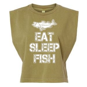 Eat Sleep Fish Fishing Fan Garment-Dyed Women's Muscle Tee