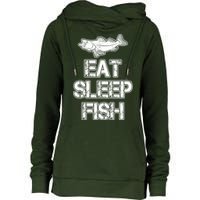 Eat Sleep Fish Fishing Fan Womens Funnel Neck Pullover Hood