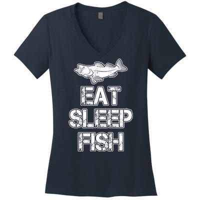 Eat Sleep Fish Fishing Fan Women's V-Neck T-Shirt