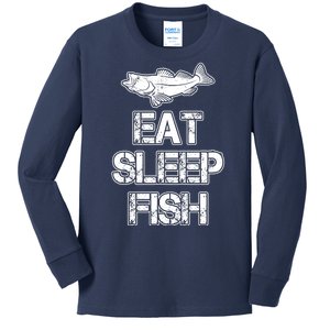 Eat Sleep Fish Fishing Fan Kids Long Sleeve Shirt