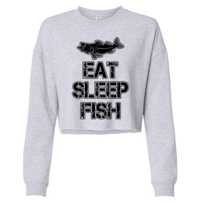 Eat Sleep Fish Fishing Fan Cropped Pullover Crew