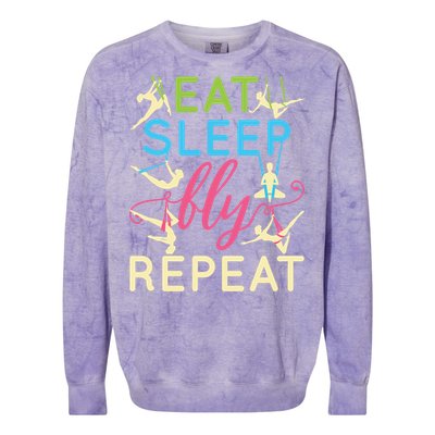 Eat Sleep Fly Repeat Gift Cute Aerial Yoga Funny Gift Colorblast Crewneck Sweatshirt