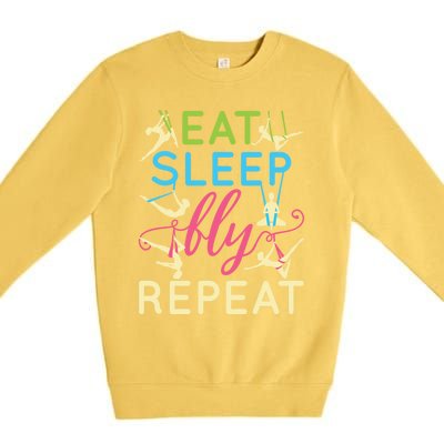 Eat Sleep Fly Repeat Gift Cute Aerial Yoga Funny Gift Premium Crewneck Sweatshirt