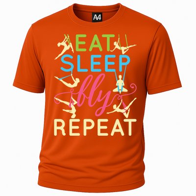 Eat Sleep Fly Repeat Gift Cute Aerial Yoga Funny Gift Cooling Performance Crew T-Shirt