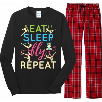 Eat Sleep Fly Repeat Gift Cute Aerial Yoga Funny Gift Long Sleeve Pajama Set