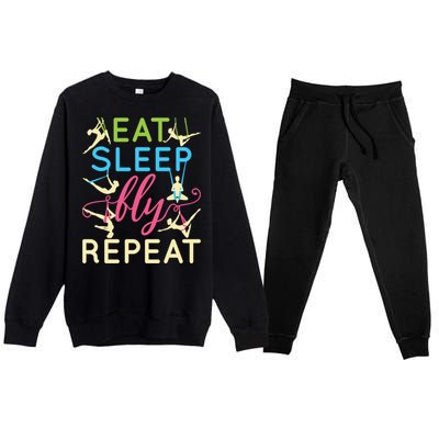 Eat Sleep Fly Repeat Gift Cute Aerial Yoga Funny Gift Premium Crewneck Sweatsuit Set