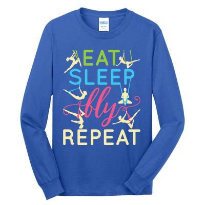 Eat Sleep Fly Repeat Gift Cute Aerial Yoga Funny Gift Tall Long Sleeve T-Shirt