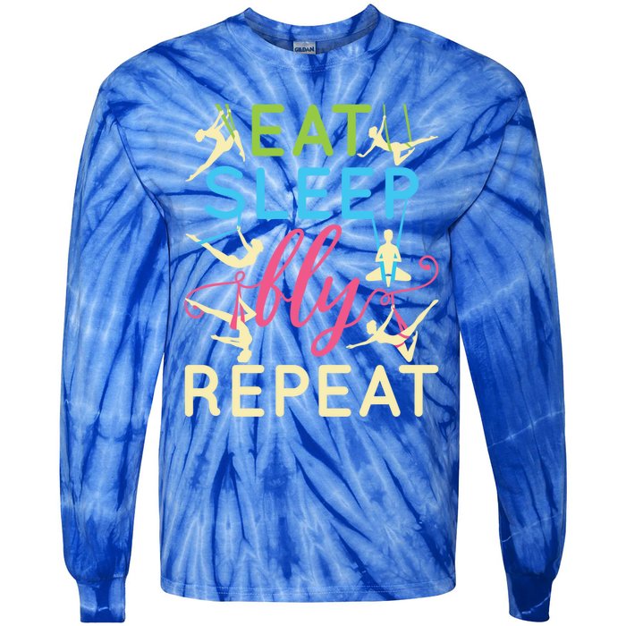 Eat Sleep Fly Repeat Gift Cute Aerial Yoga Funny Gift Tie-Dye Long Sleeve Shirt