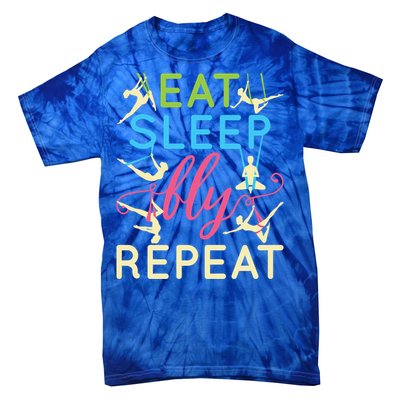 Eat Sleep Fly Repeat Gift Cute Aerial Yoga Funny Gift Tie-Dye T-Shirt