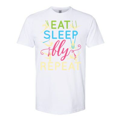 Eat Sleep Fly Repeat Gift Cute Aerial Yoga Funny Gift Softstyle CVC T-Shirt