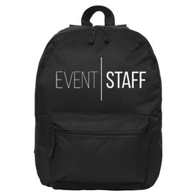 Event Staff Front Design Party Uniform Events 16 in Basic Backpack