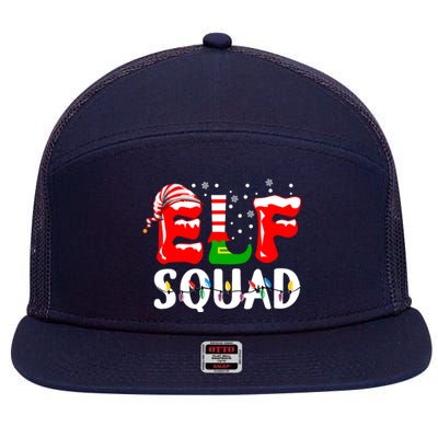 Elf Squad Funny Family Christmas Matching Pajamas Xmas 7 Panel Mesh Trucker Snapback Hat