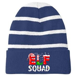 Elf Squad Funny Family Christmas Matching Pajamas Xmas Striped Beanie with Solid Band