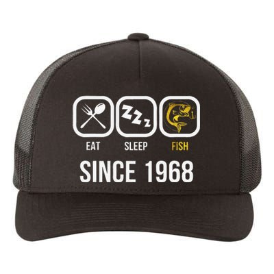 Eat Sleep Fish Since 1968 50th Birthday Fishing Yupoong Adult 5-Panel Trucker Hat