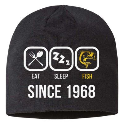 Eat Sleep Fish Since 1968 50th Birthday Fishing Sustainable Beanie