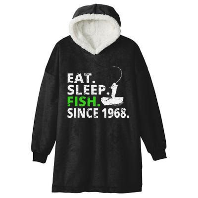 Eat Sleep Fish Since 1968 51st Birthday Fishing Gift Hooded Wearable Blanket