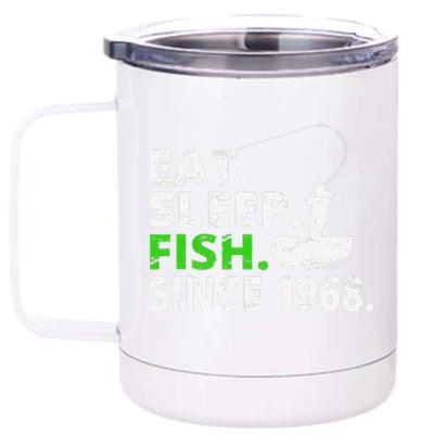 Eat Sleep Fish Since 1968 51st Birthday Fishing Gift 12 oz Stainless Steel Tumbler Cup