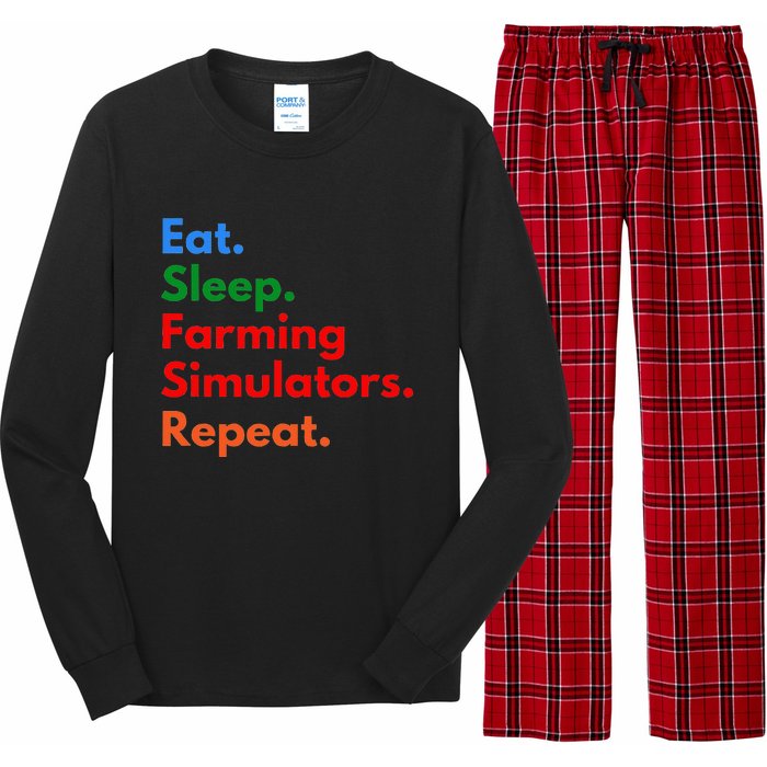 Eat Sleep Farming Simulators Repeat For Farming Lovers Long Sleeve Pajama Set