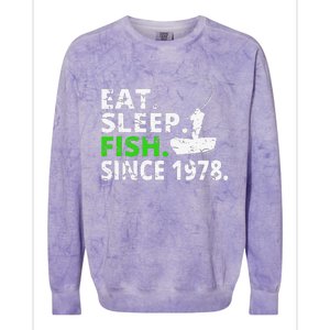 Eat Sleep Fish Since 1978 41st Birthday Fishing Gift Colorblast Crewneck Sweatshirt