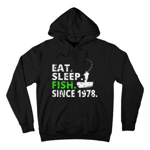 Eat Sleep Fish Since 1978 41st Birthday Fishing Gift Hoodie