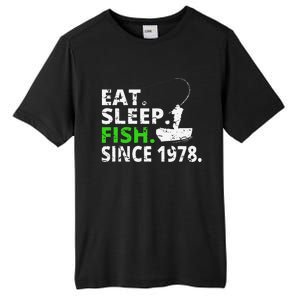 Eat Sleep Fish Since 1978 41st Birthday Fishing Gift Tall Fusion ChromaSoft Performance T-Shirt