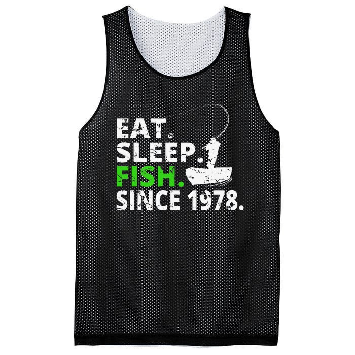 Eat Sleep Fish Since 1978 41st Birthday Fishing Gift Mesh Reversible Basketball Jersey Tank