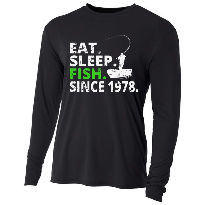 Eat Sleep Fish Since 1978 41st Birthday Fishing Gift Cooling Performance Long Sleeve Crew