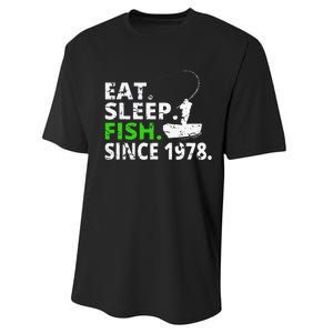 Eat Sleep Fish Since 1978 41st Birthday Fishing Gift Performance Sprint T-Shirt