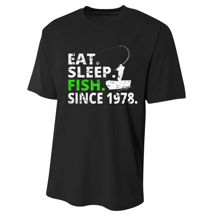 Eat Sleep Fish Since 1978 41st Birthday Fishing Gift Performance Sprint T-Shirt