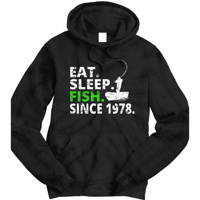 Eat Sleep Fish Since 1978 41st Birthday Fishing Gift Tie Dye Hoodie