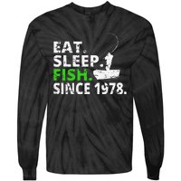 Eat Sleep Fish Since 1978 41st Birthday Fishing Gift Tie-Dye Long Sleeve Shirt