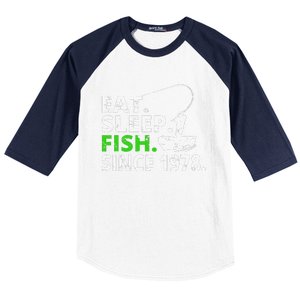 Eat Sleep Fish Since 1978 41st Birthday Fishing Gift Baseball Sleeve Shirt