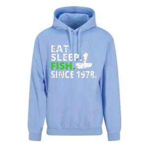 Eat Sleep Fish Since 1978 41st Birthday Fishing Gift Unisex Surf Hoodie