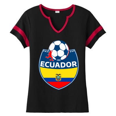 Ecuador Soccer Fans Jersey Ecuadorian Flag Football Lovers Ladies Halftime Notch Neck Tee