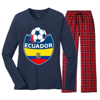 Ecuador Soccer Fans Jersey Ecuadorian Flag Football Lovers Women's Long Sleeve Flannel Pajama Set 