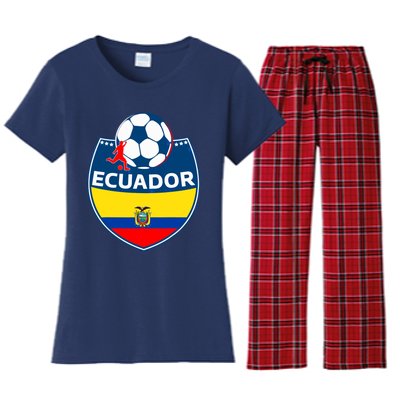 Ecuador Soccer Fans Jersey Ecuadorian Flag Football Lovers Women's Flannel Pajama Set