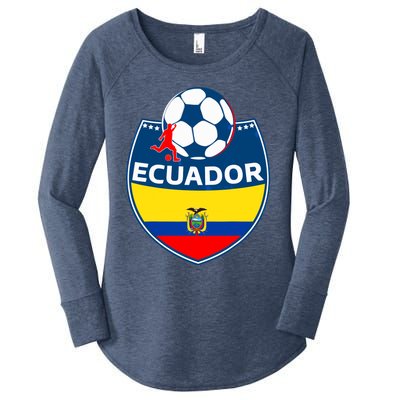 Ecuador Soccer Fans Jersey Ecuadorian Flag Football Lovers Women's Perfect Tri Tunic Long Sleeve Shirt