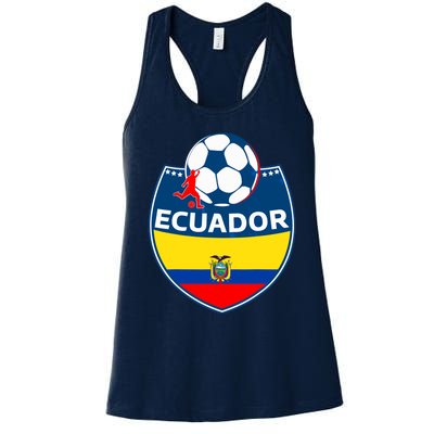 Ecuador Soccer Fans Jersey Ecuadorian Flag Football Lovers Women's Racerback Tank