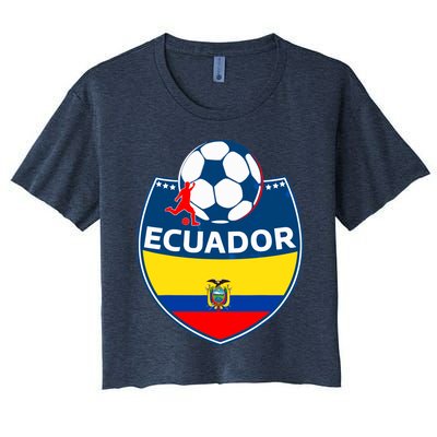 Ecuador Soccer Fans Jersey Ecuadorian Flag Football Lovers Women's Crop Top Tee