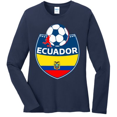 Ecuador Soccer Fans Jersey Ecuadorian Flag Football Lovers Ladies Long Sleeve Shirt