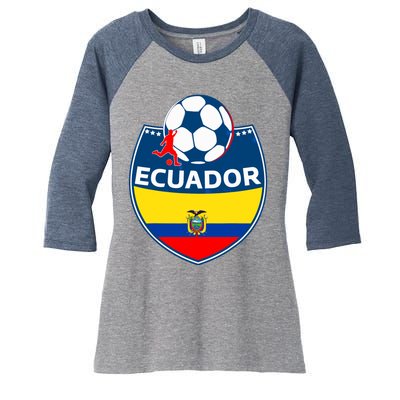 Ecuador Soccer Fans Jersey Ecuadorian Flag Football Lovers Women's Tri-Blend 3/4-Sleeve Raglan Shirt